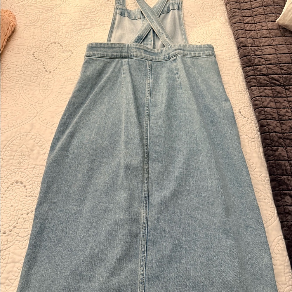 Faherty Light Blue Denim Button-Front Jumper Dress - image 3